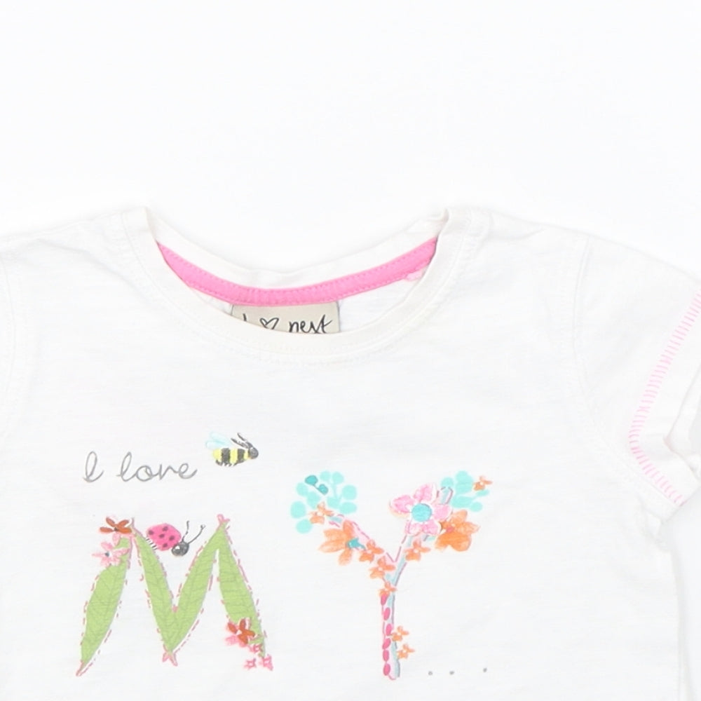 NEXT Girls White   Basic T-Shirt Size 6-9 Months