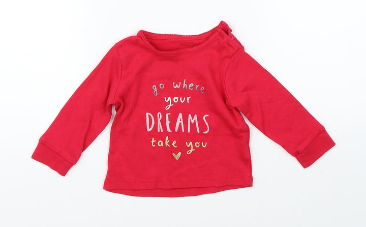 Primark Girls Red Basic T-Shirt Size 6-9 Months