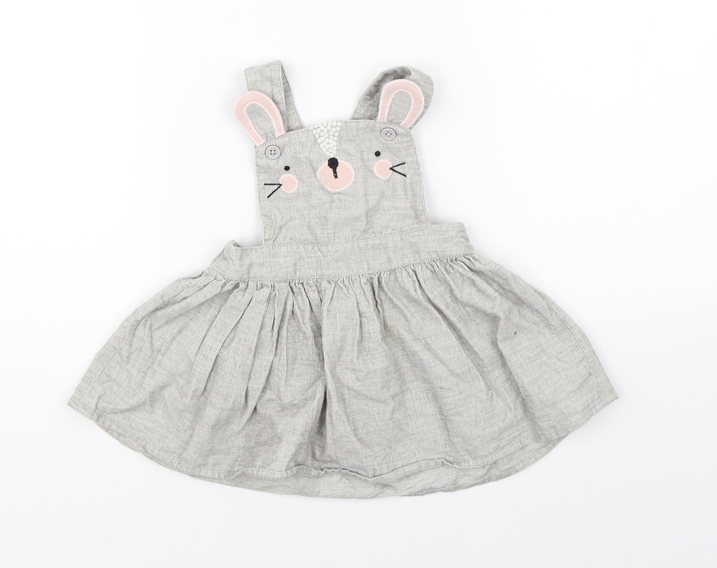 TU Girls Grey   Pinafore/Dungaree Dress  Size 3-6 Months