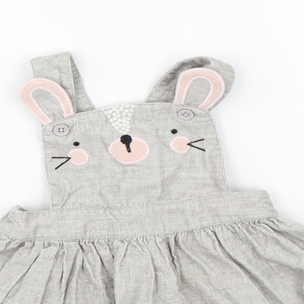 TU Girls Grey   Pinafore/Dungaree Dress  Size 3-6 Months