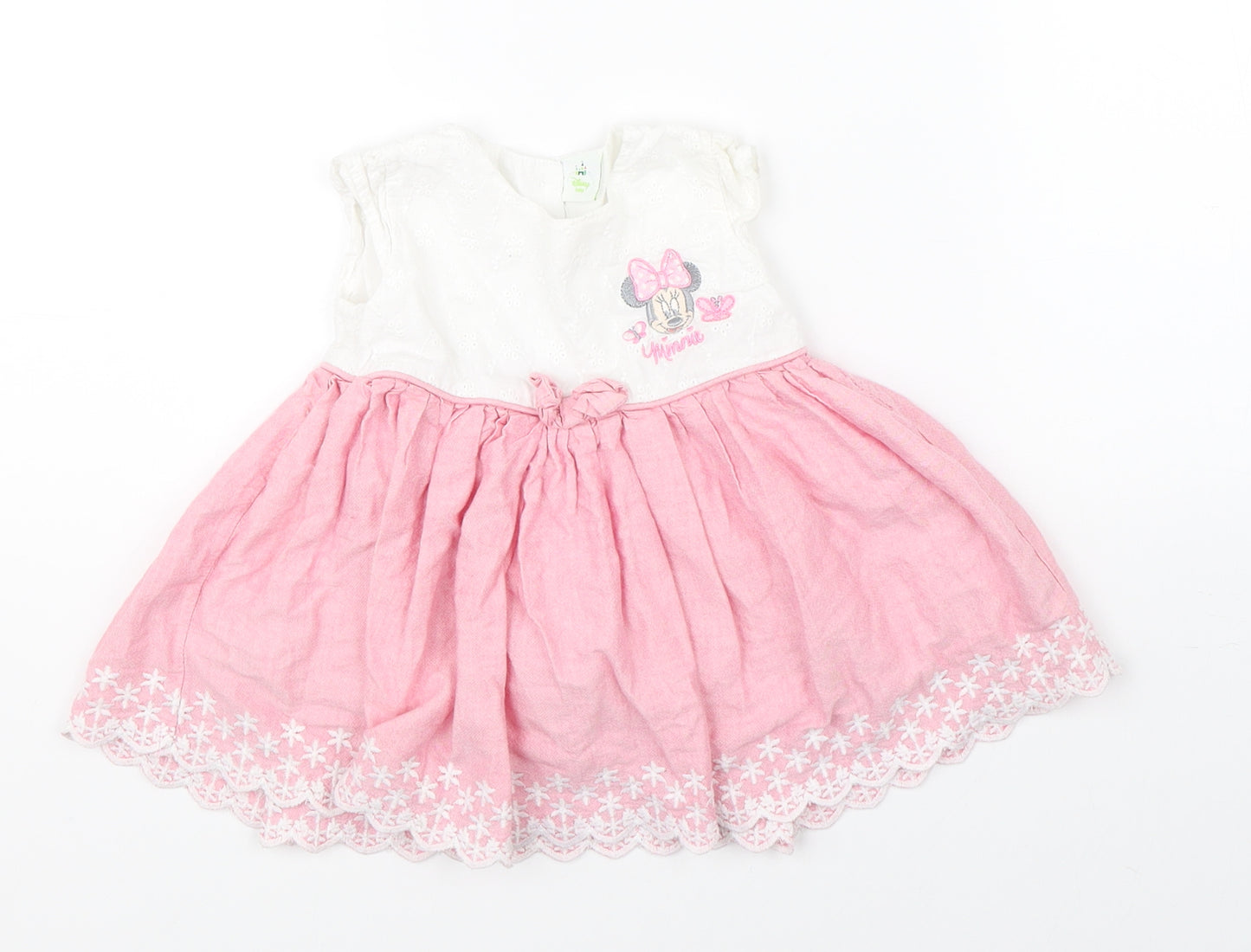 Disney Girls Pink Floral  Shift  Size 3-6 Months  - disney minnie
