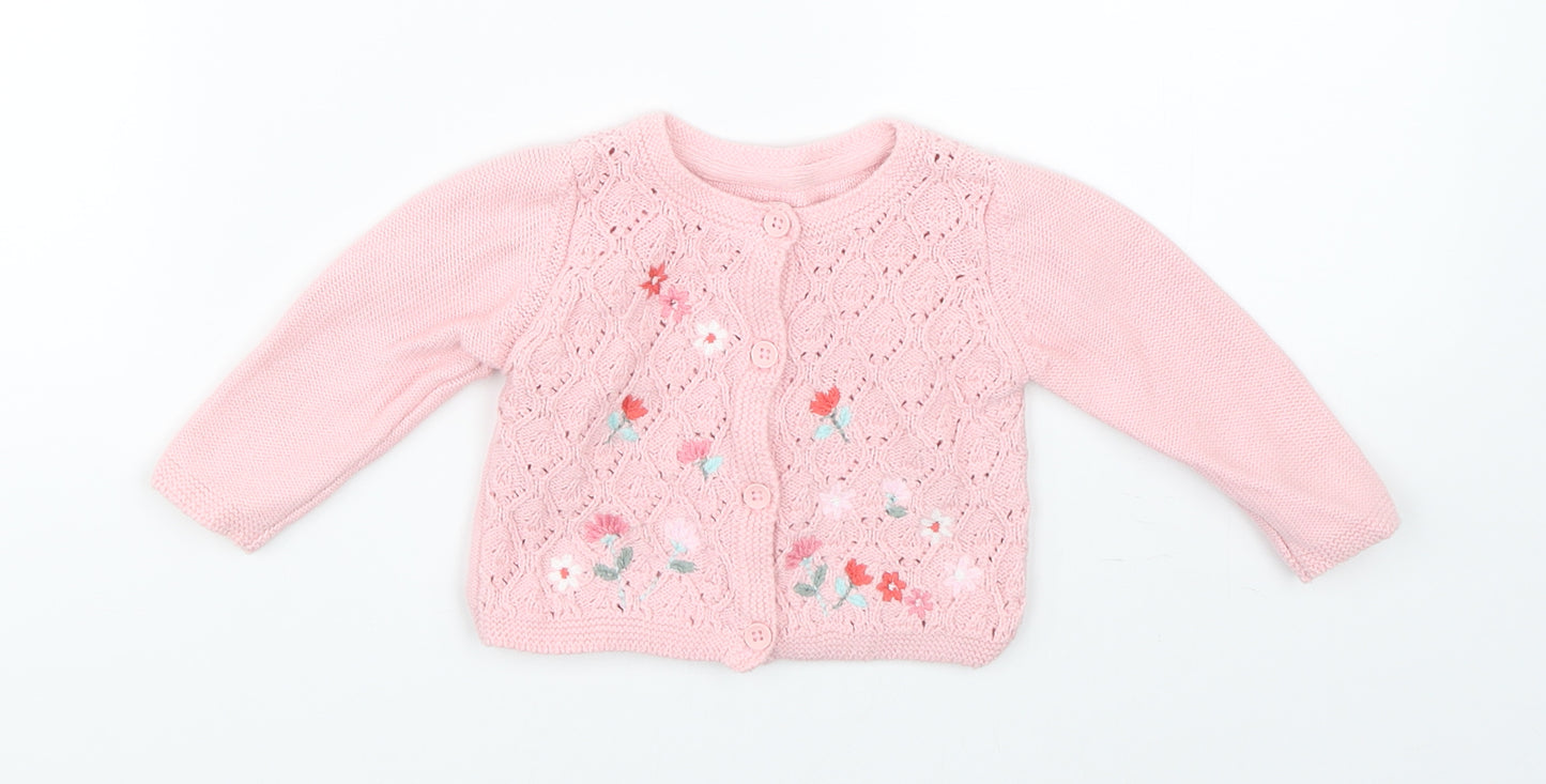Nutmeg Girls Pink  Knit Pullover Jumper Size 3-6 Months