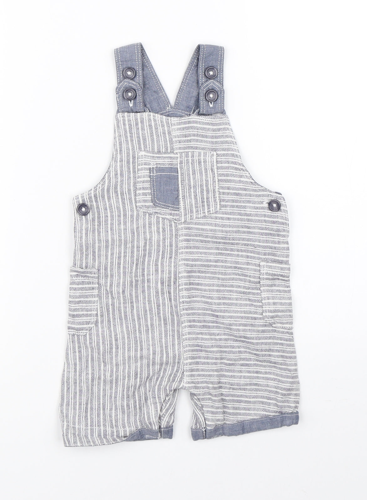 George Boys Blue Striped  Dungaree One-Piece Size 6-9 Months