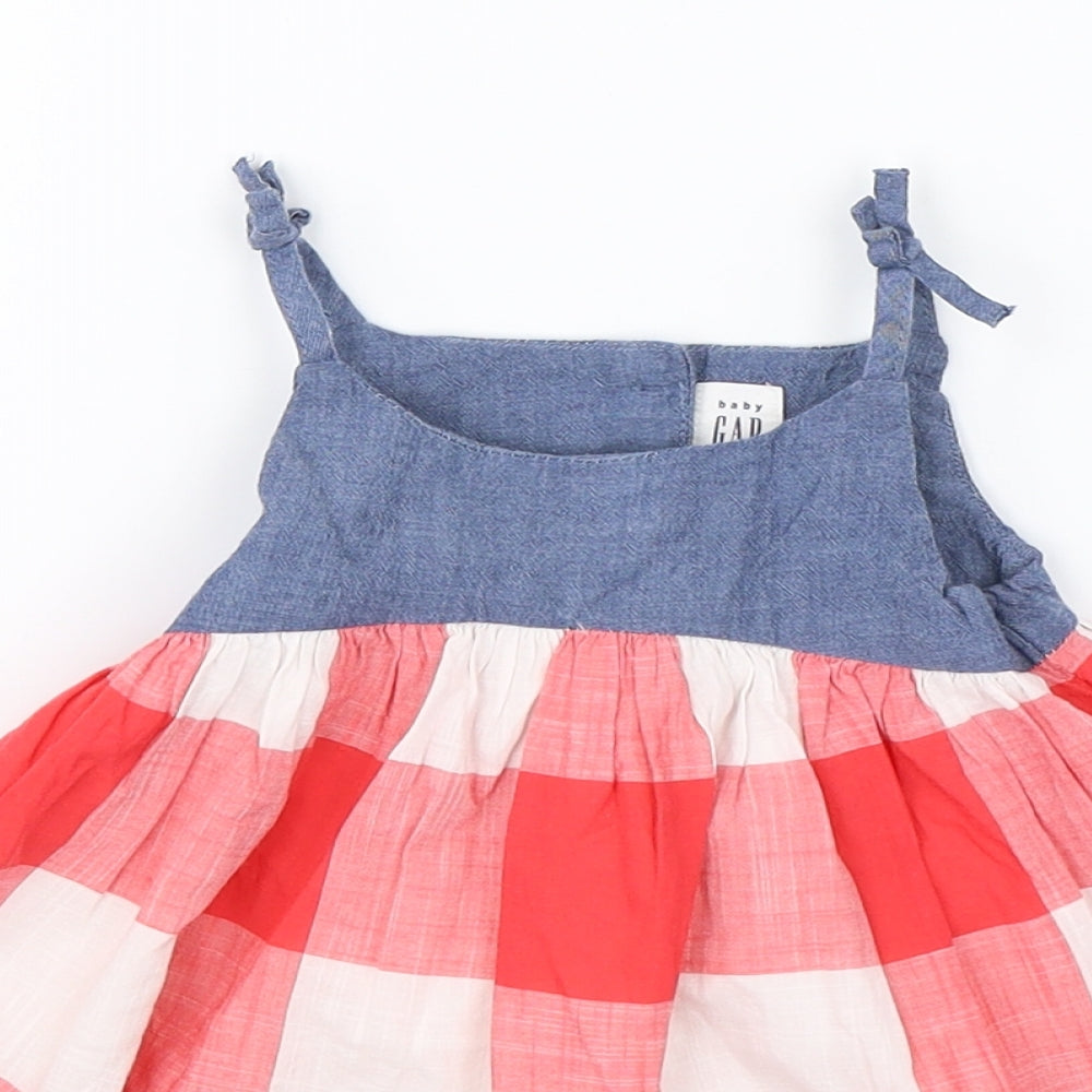 Baby Gap Girls Blue Check  A-Line  Size 6-9 Months