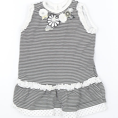 George Girls Black Striped  Shift  Size 3-6 Months