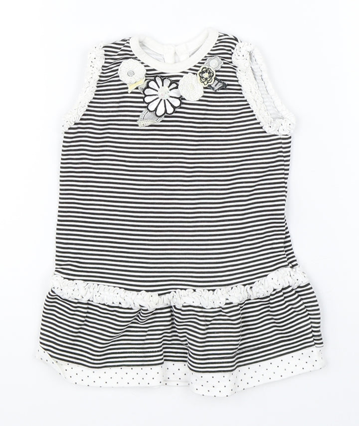 George Girls Black Striped Shift Size 3-6 Months