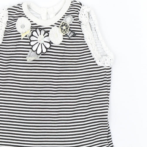 George Girls Black Striped  Shift  Size 3-6 Months