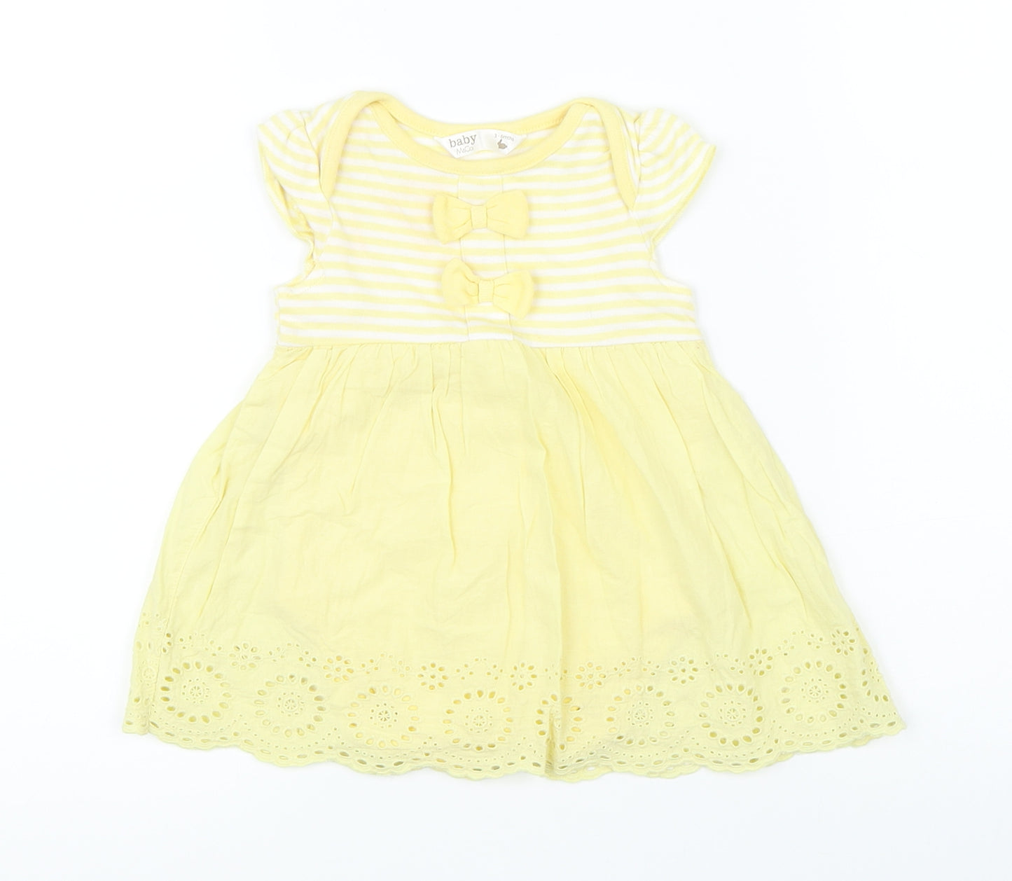 M&Co Girls Yellow Striped  Romper One-Piece Size 3-6 Months