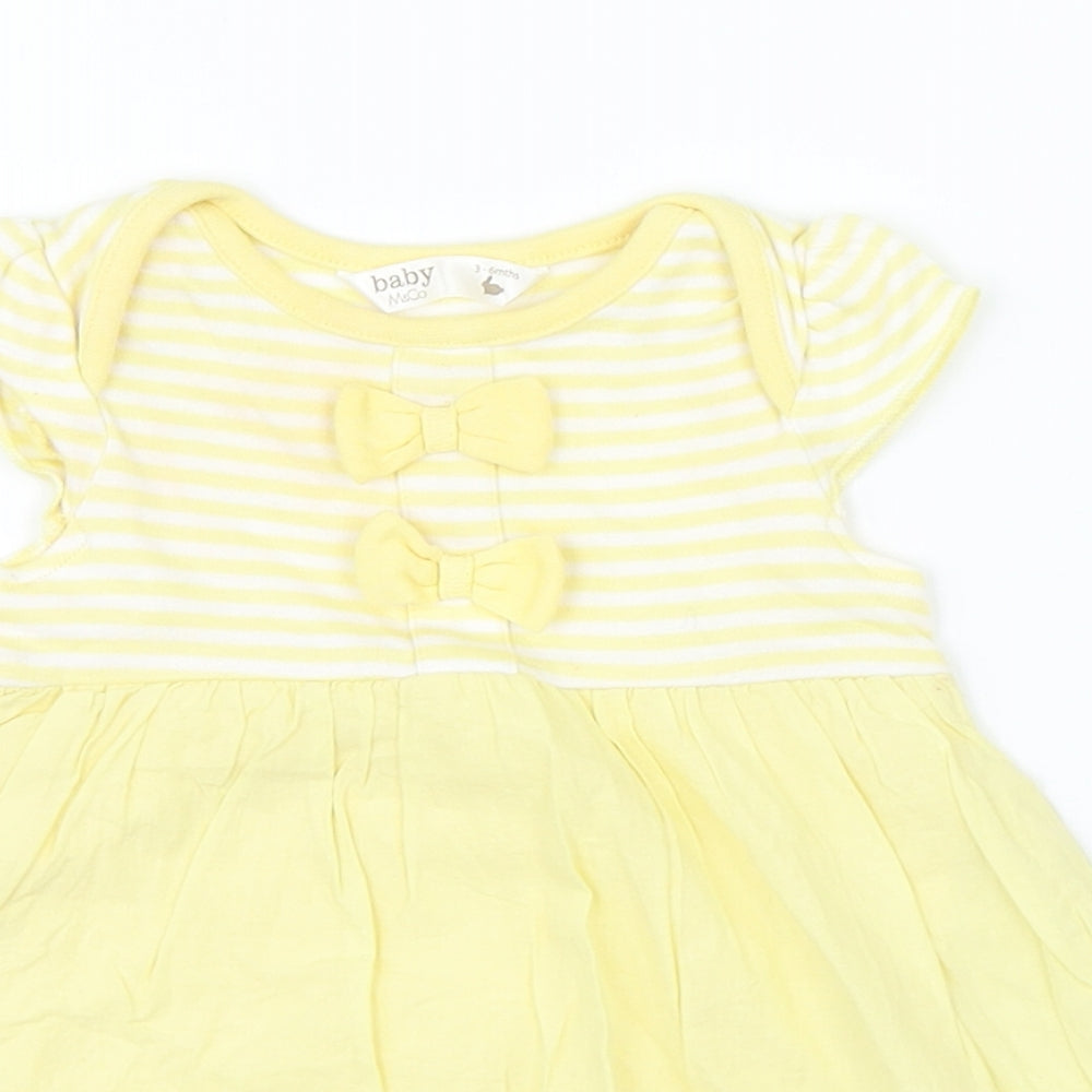 M&Co Girls Yellow Striped  Romper One-Piece Size 3-6 Months