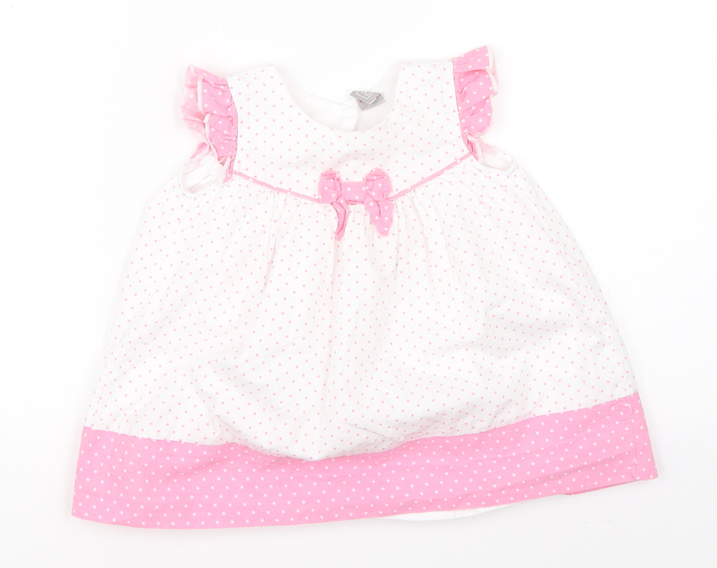 TU Girls White Polka Dot  A-Line  Size 6-9 Months