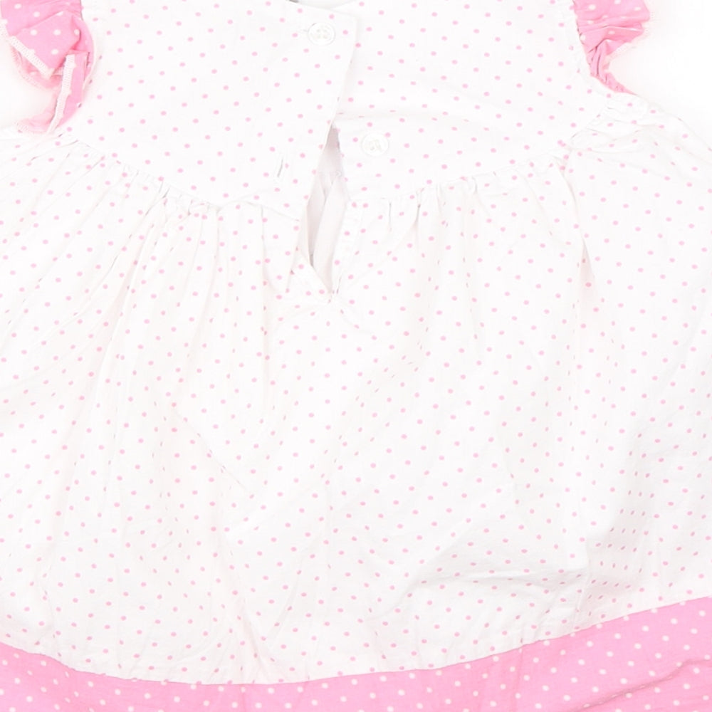 TU Girls White Polka Dot  A-Line  Size 6-9 Months