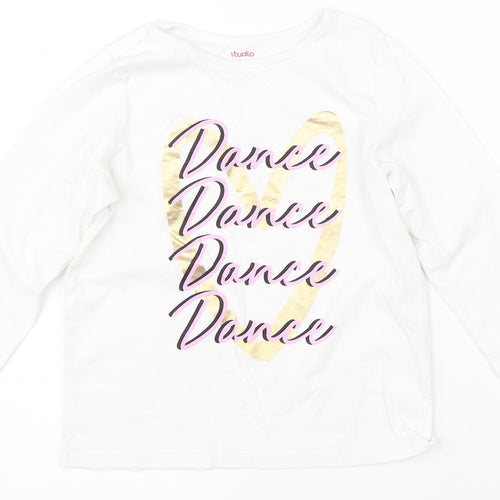 Studio Girls White   Basic T-Shirt Size 7-8 Years  - dance
