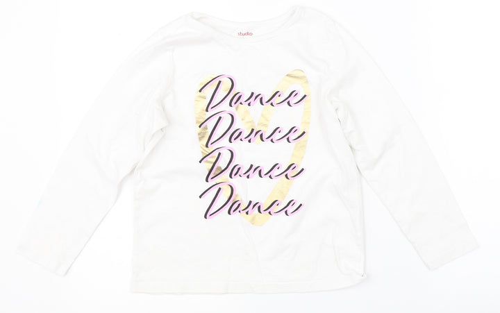 Studio Girls White Basic T-Shirt Size 7-8 Years - dance