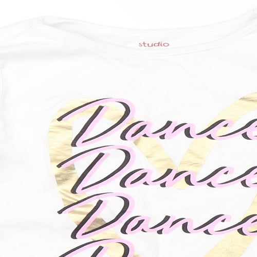 Studio Girls White   Basic T-Shirt Size 7-8 Years  - dance
