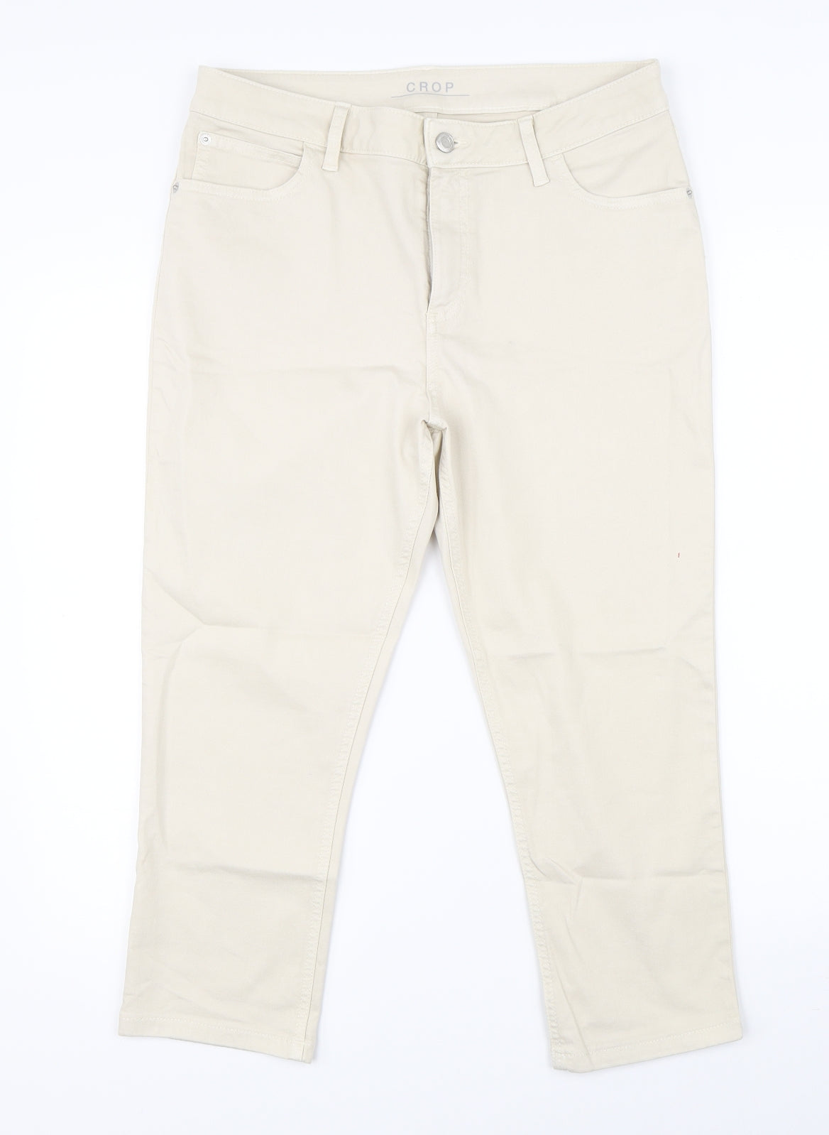 Marks & Spencer Womens Beige   Cropped Trousers Size 14 L20 in