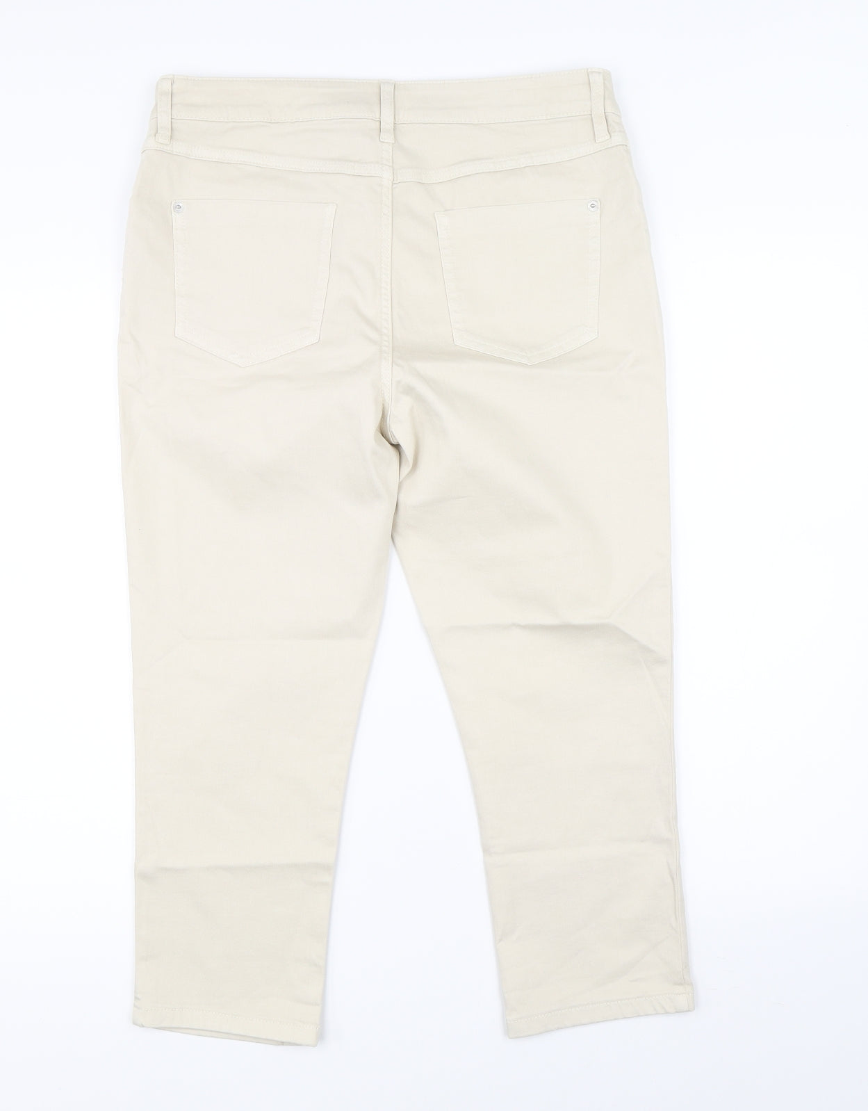 Marks & Spencer Womens Beige   Cropped Trousers Size 14 L20 in