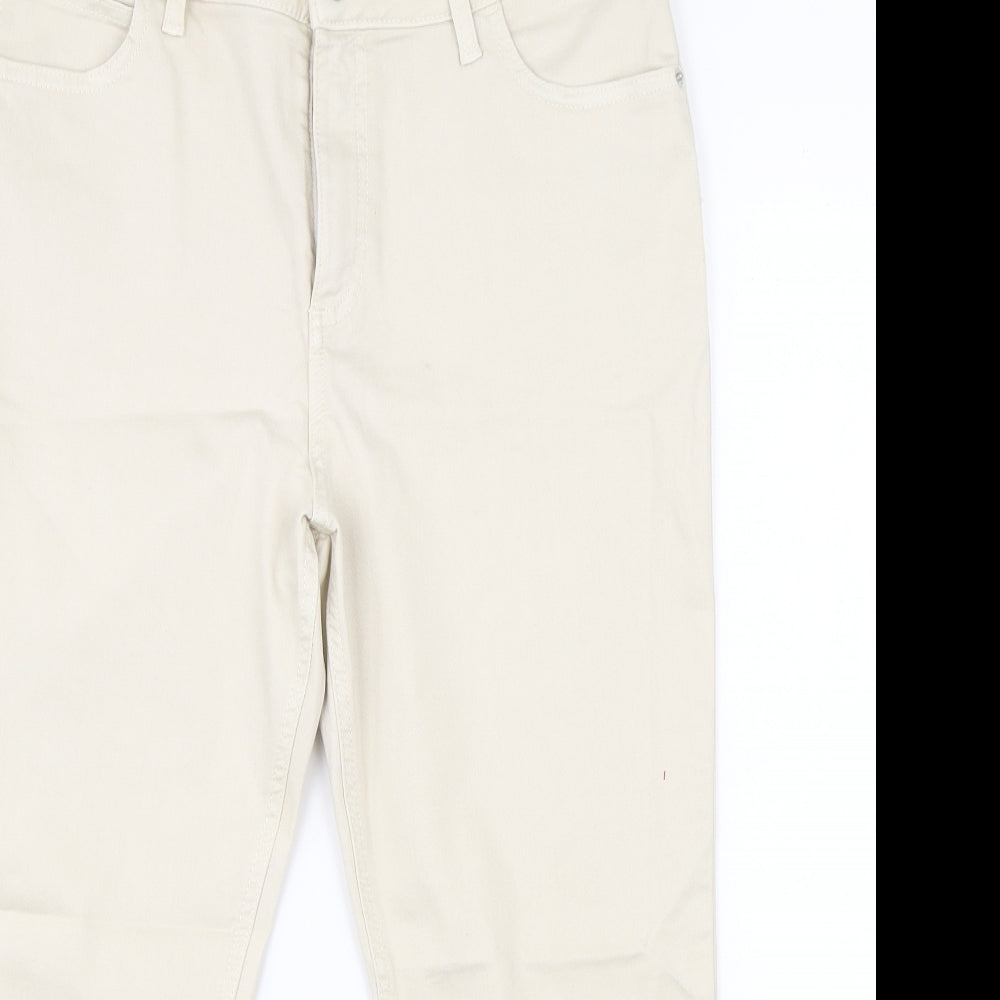 Marks & Spencer Womens Beige   Cropped Trousers Size 14 L20 in