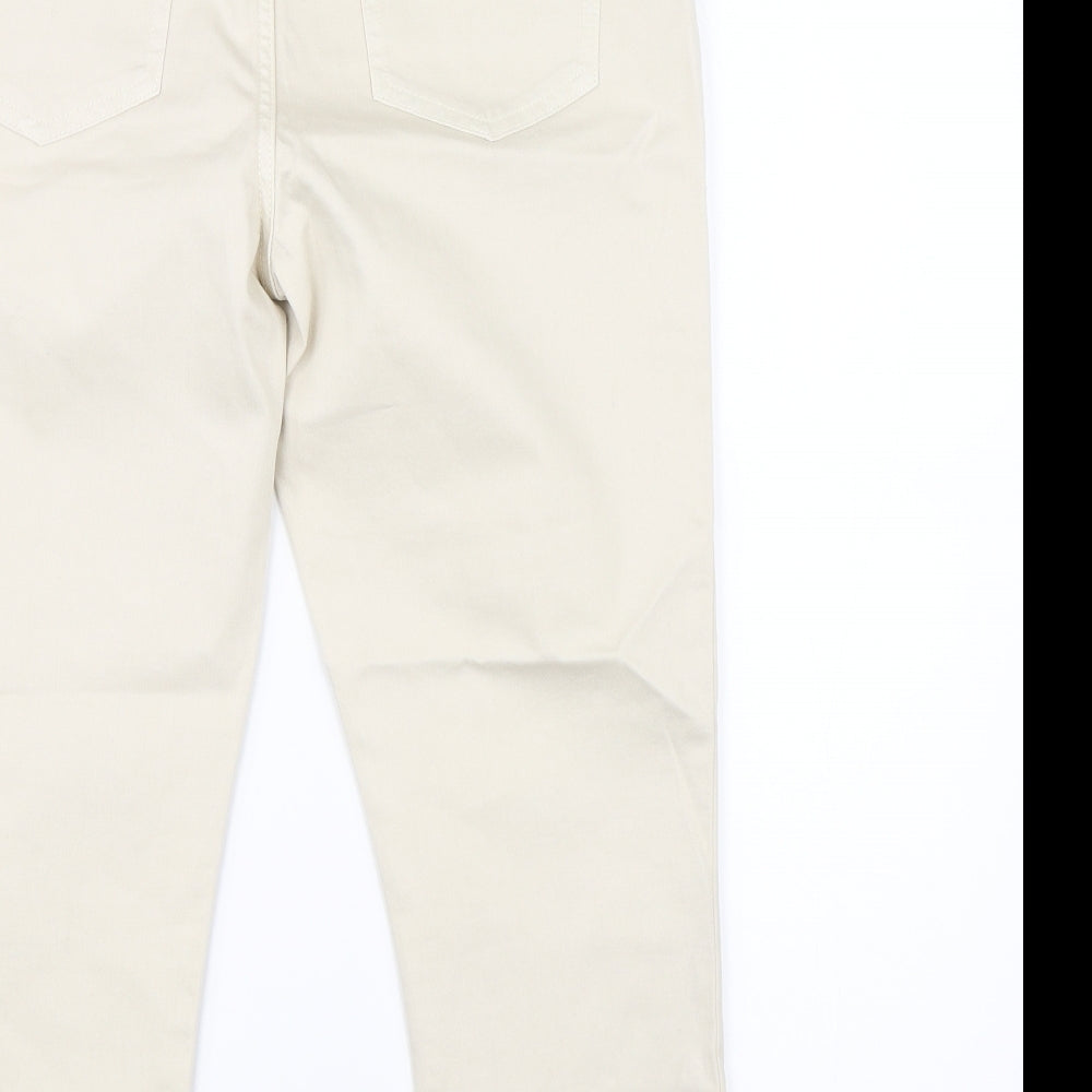 Marks & Spencer Womens Beige   Cropped Trousers Size 14 L20 in