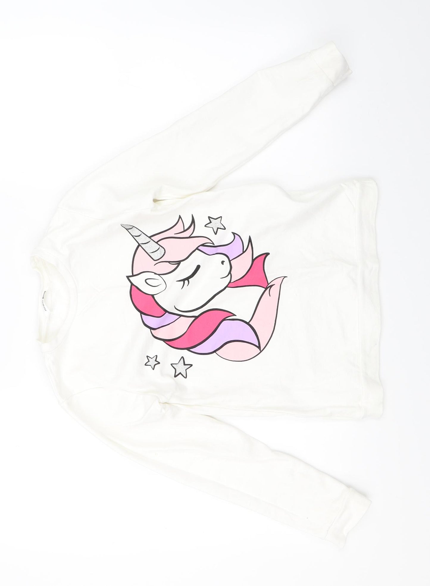 Pep & Co Girls White   Pullover Sweatshirt Size 10-11 Years  - unicorn