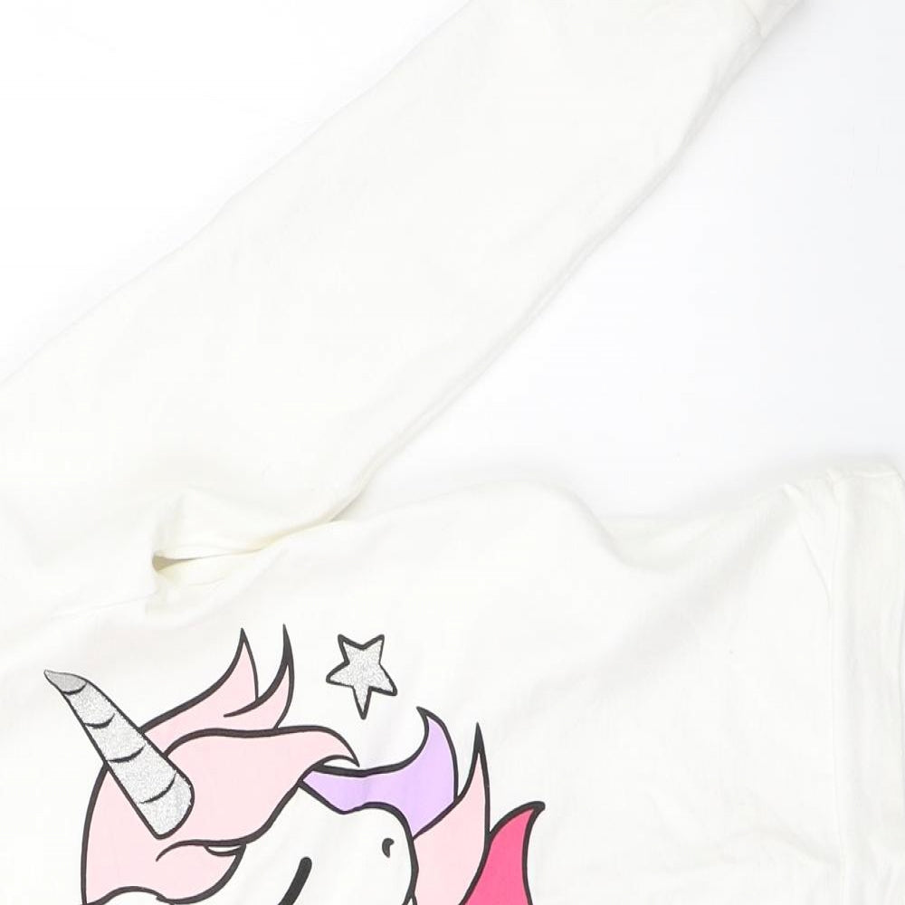 Pep & Co Girls White   Pullover Sweatshirt Size 10-11 Years  - unicorn
