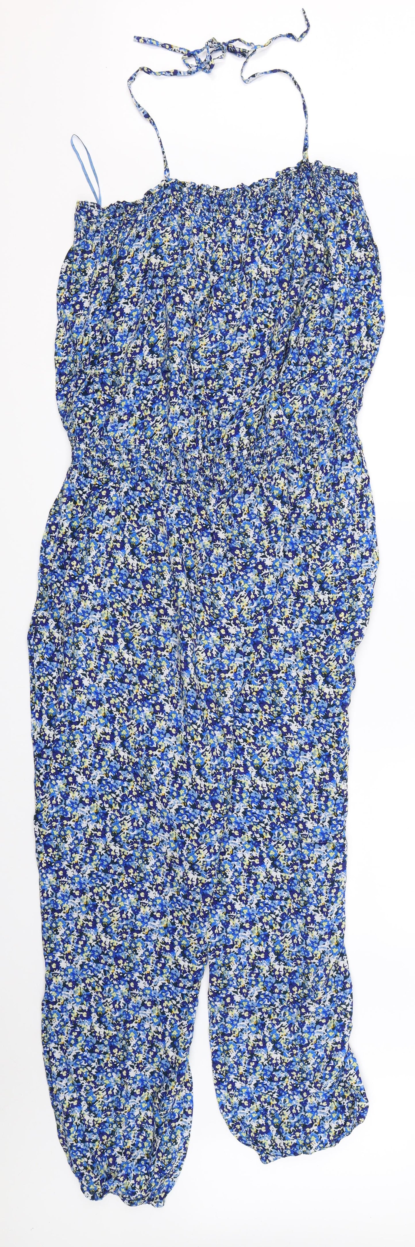 Marks & Spencer Womens Blue Floral  Jumpsuit One-Piece Size 16
