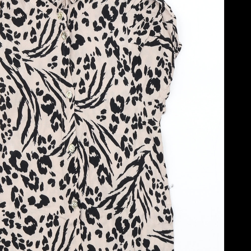 River Island Girls Brown Animal Print  Basic Blouse Size 7-8 Years