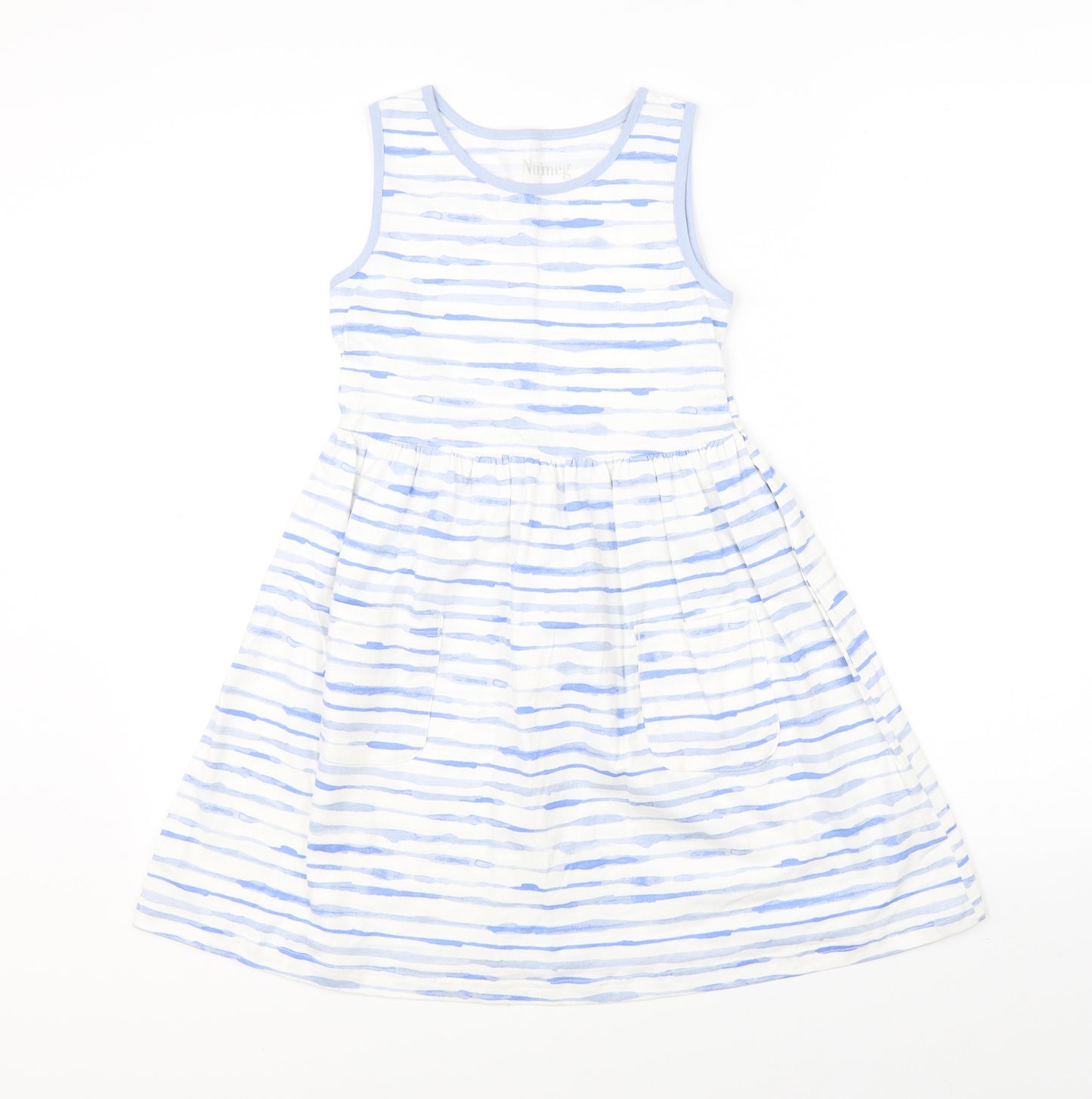 Nutmeg Girls White Striped  A-Line  Size 8-9 Years
