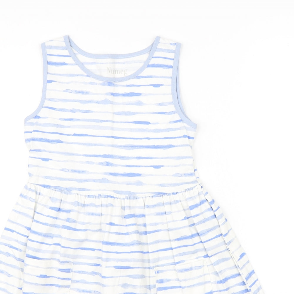Nutmeg Girls White Striped  A-Line  Size 8-9 Years