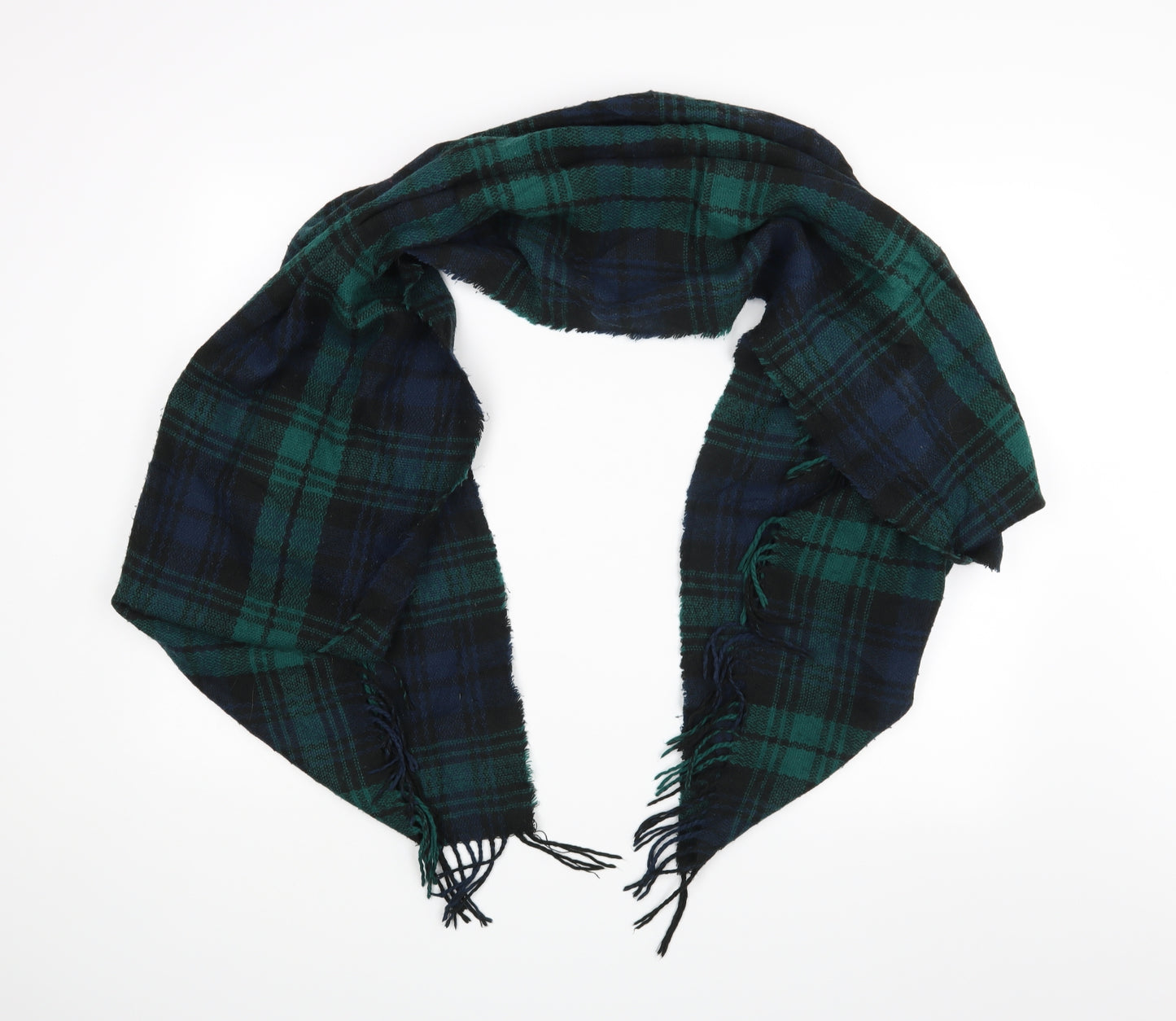Preworn Unisex Green Check   Scarf