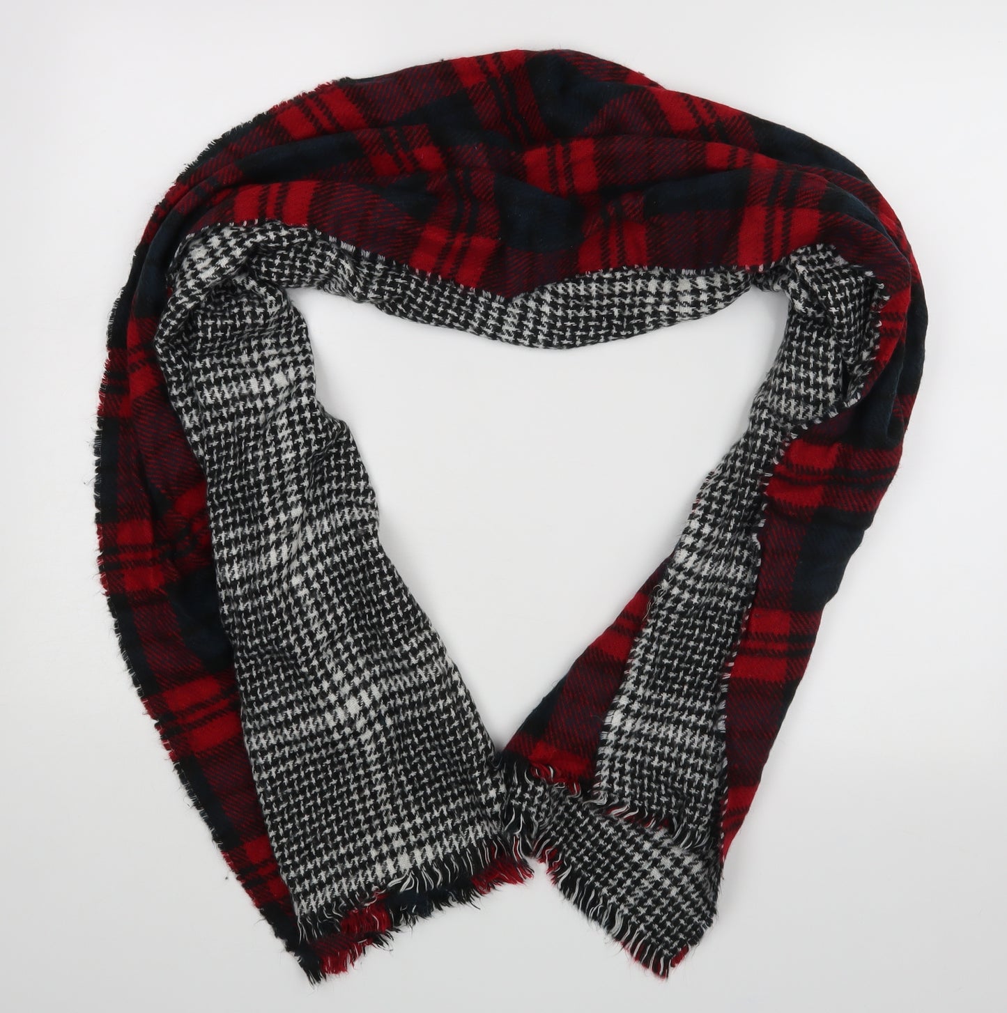 Preworn Unisex Red Check   Scarf