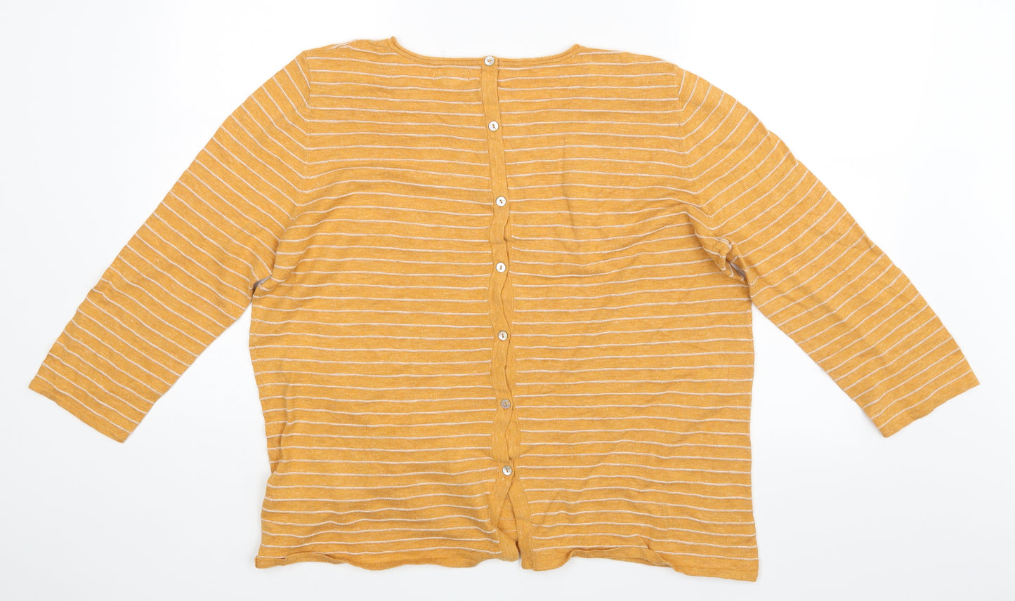 Fat Face Womens Yellow Striped  Basic Blouse Size 16