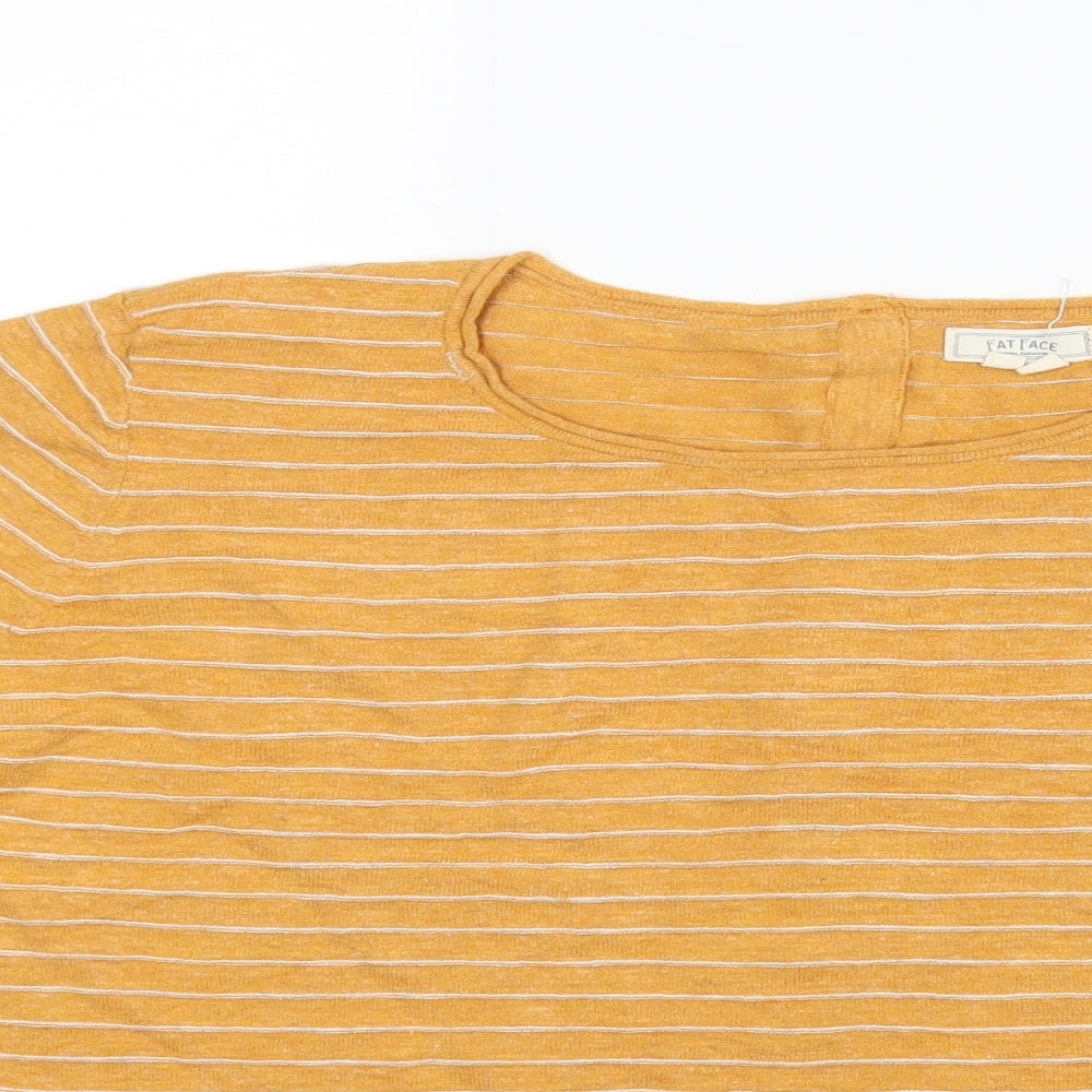 Fat Face Womens Yellow Striped  Basic Blouse Size 16
