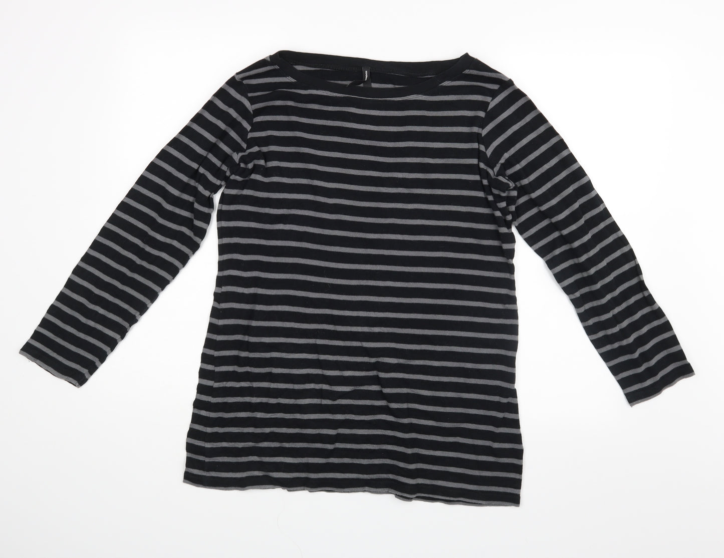 M&S Womens Black Striped  Basic Blouse Size 18