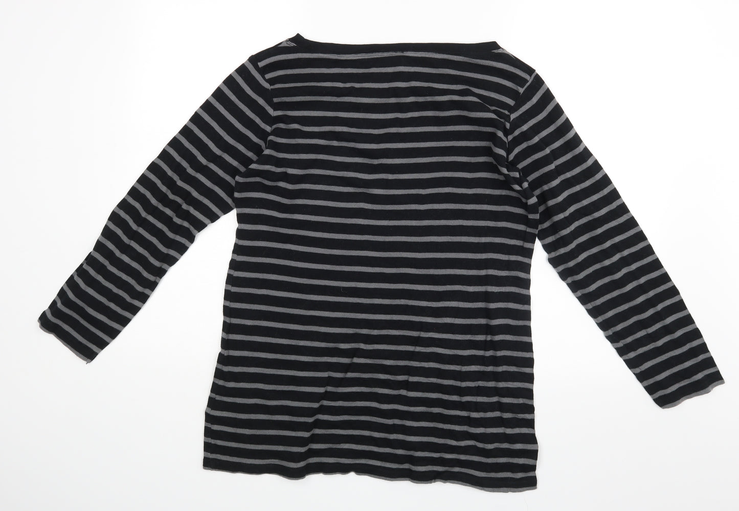 M&S Womens Black Striped  Basic Blouse Size 18