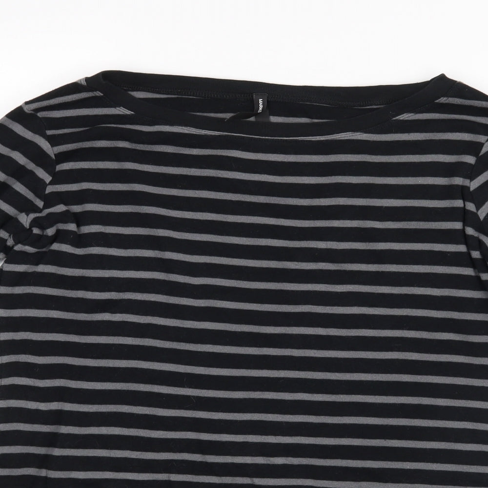 M&S Womens Black Striped  Basic Blouse Size 18