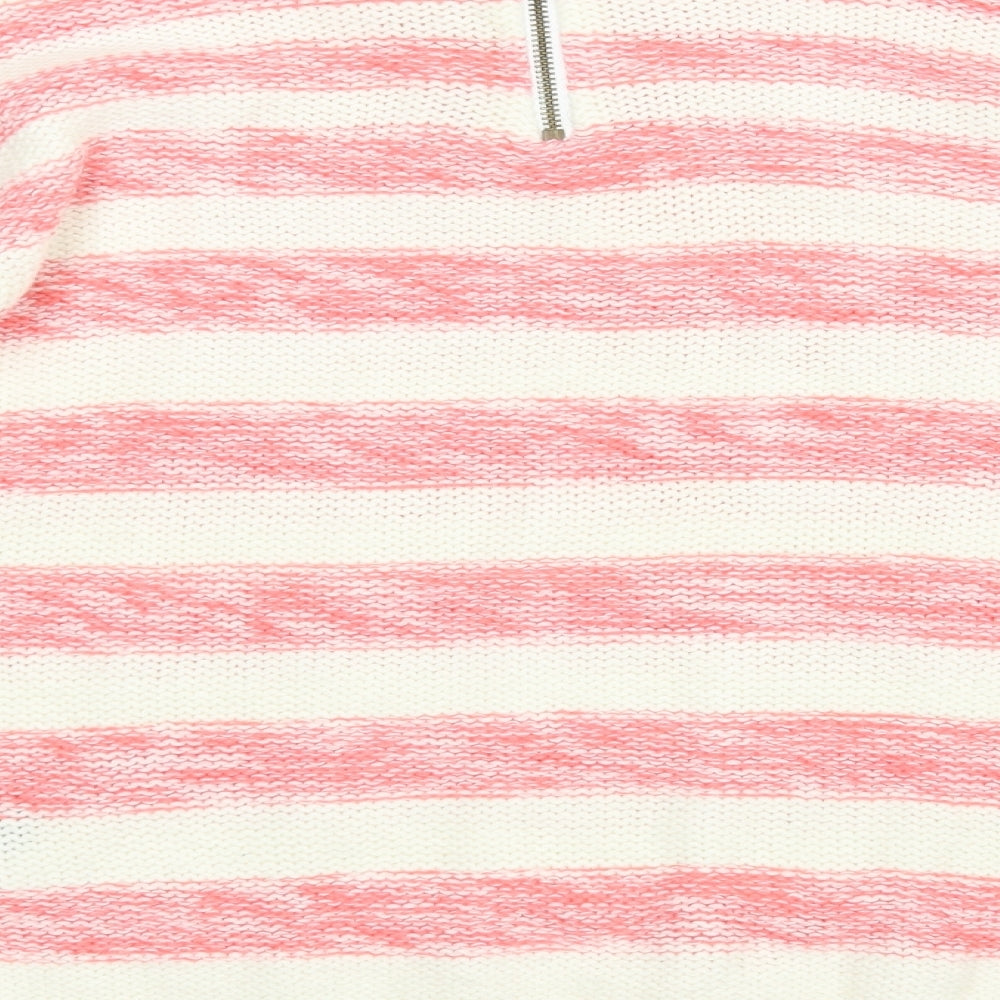 M & Co Womens Pink Striped  Pullover Jumper Size 10