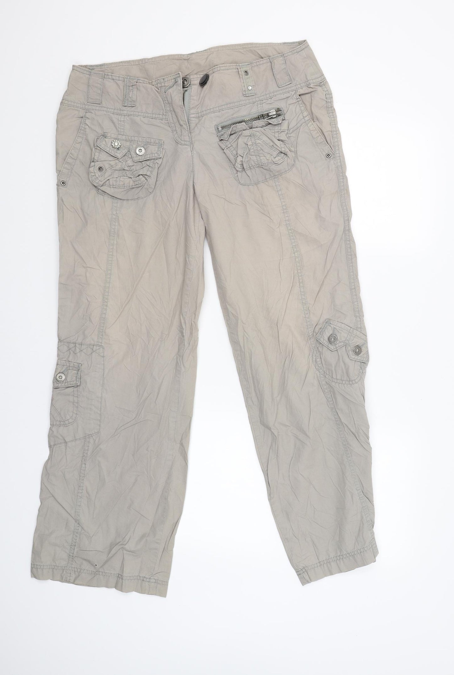 NEXT Womens Grey   Cargo Trousers Size 14 L29 in