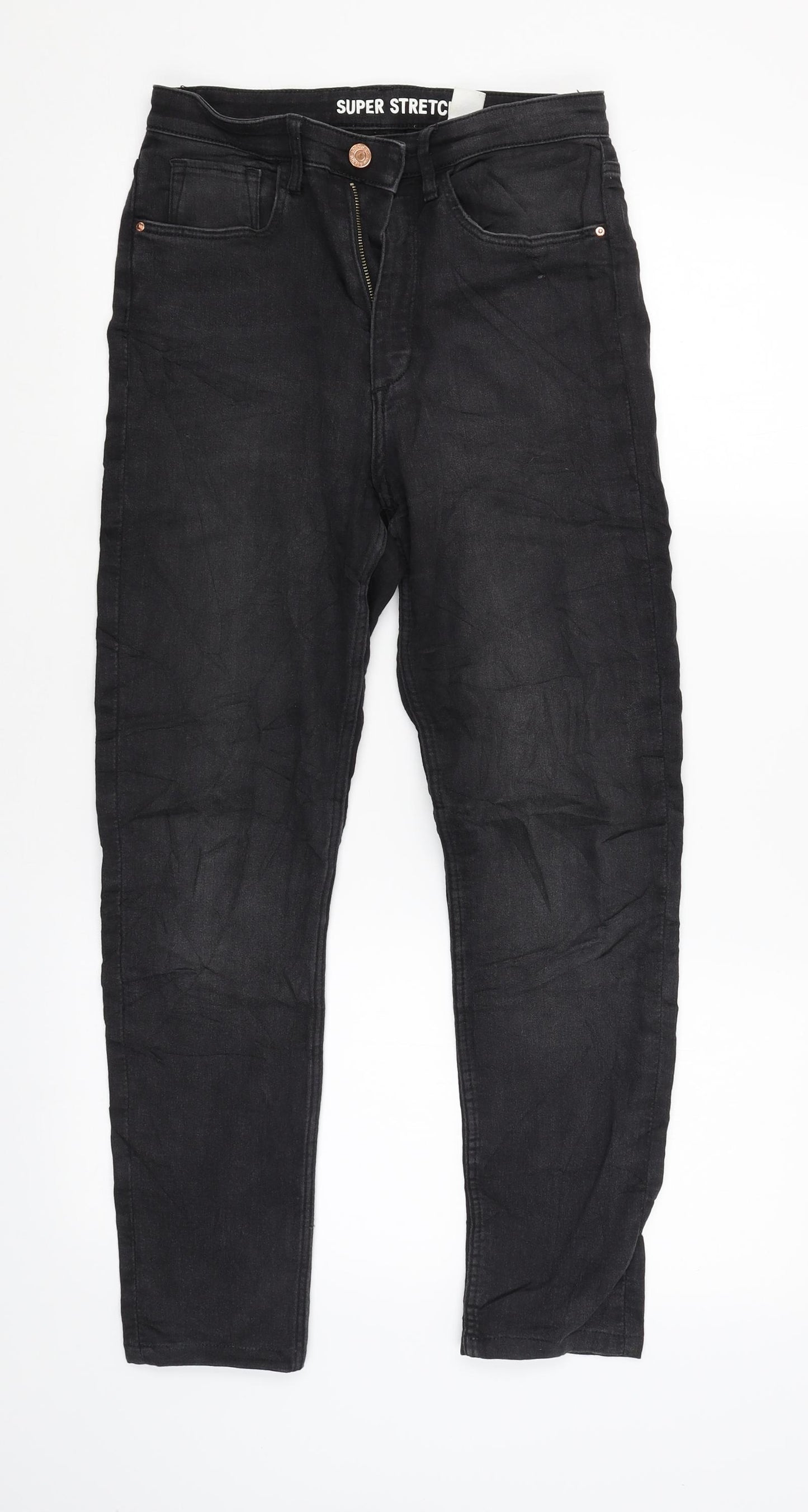Preworn Girls Black   Straight Jeans Size 13-14 Years