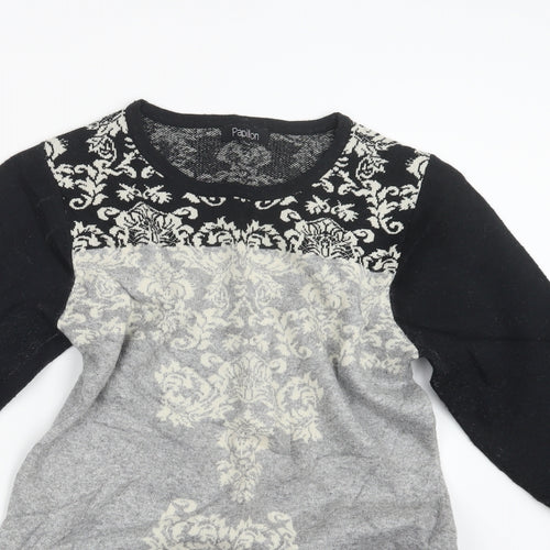 Papillon Womens Black  Knit Pullover Jumper Size L