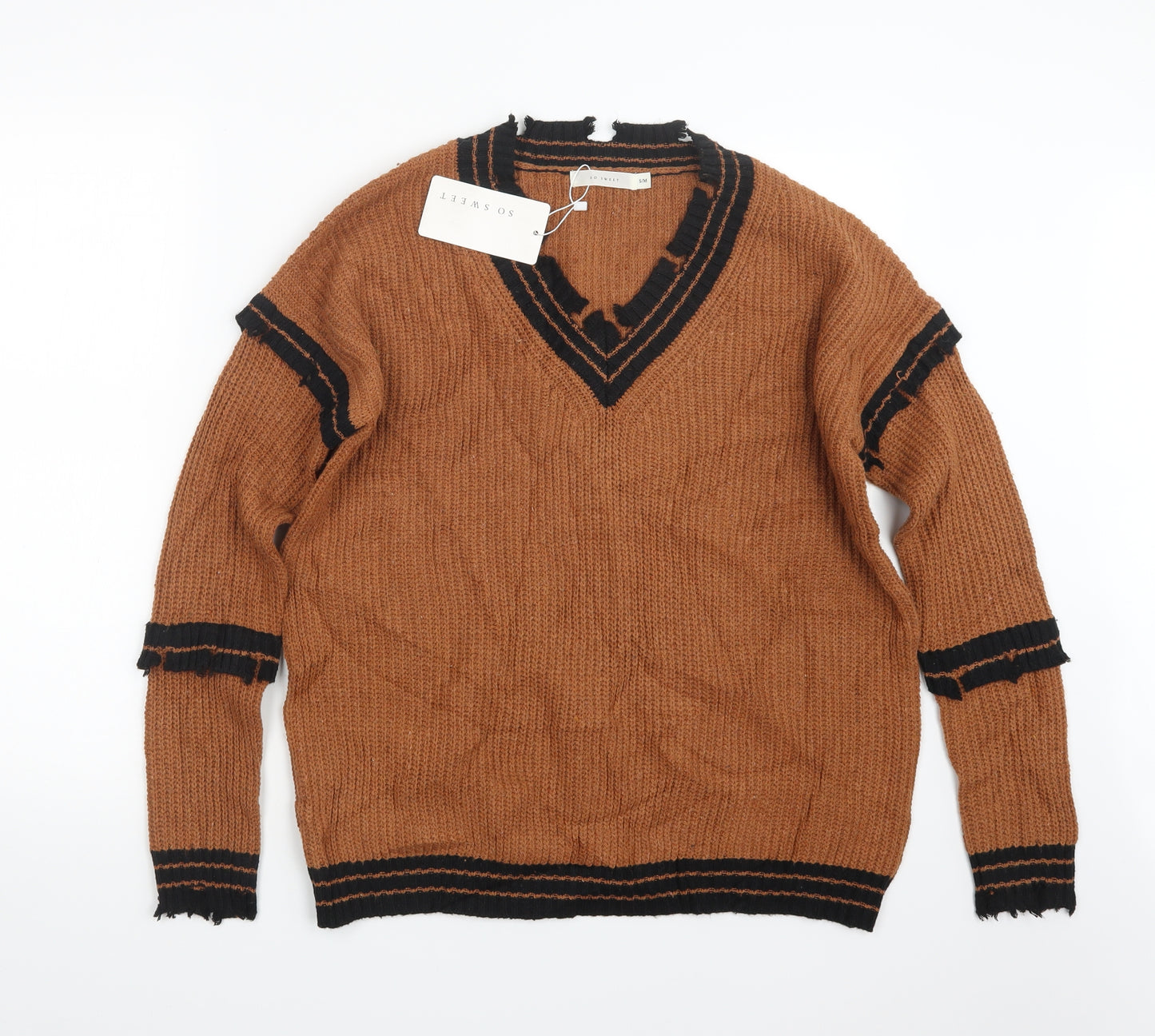 so sweet  Womens Brown  Knit Pullover Jumper Size S