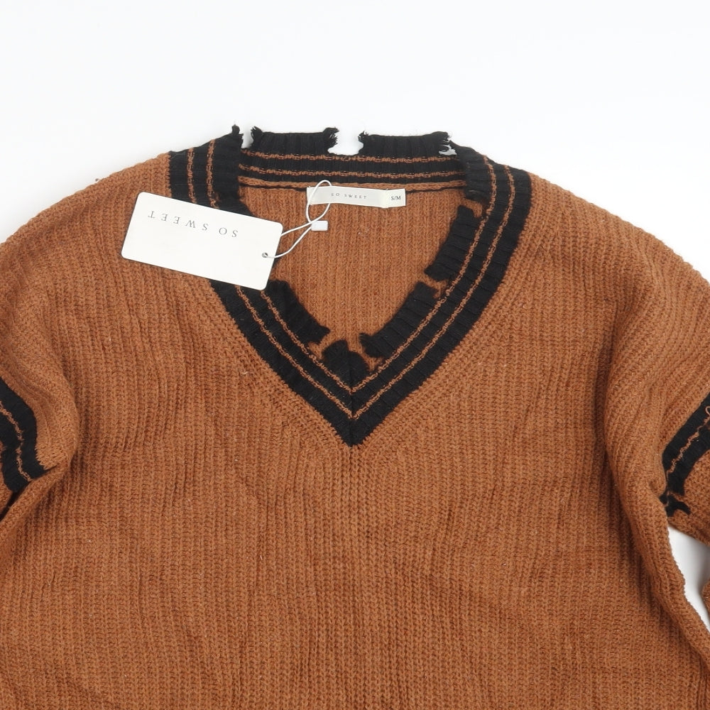 so sweet  Womens Brown  Knit Pullover Jumper Size S