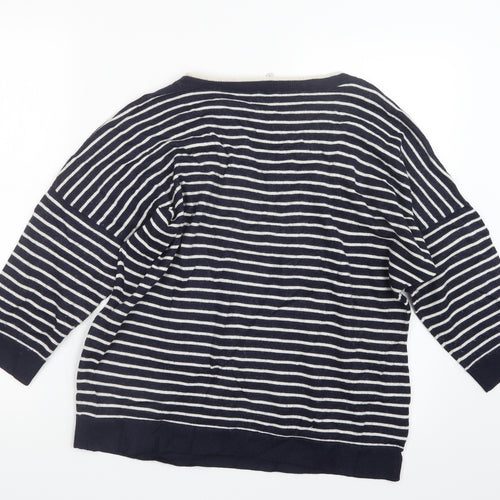CC Womens Blue Striped Knit Pullover Jumper Size L