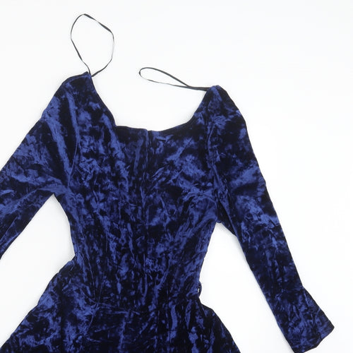 New Look Womens Blue  Velvet Mini  Size 8