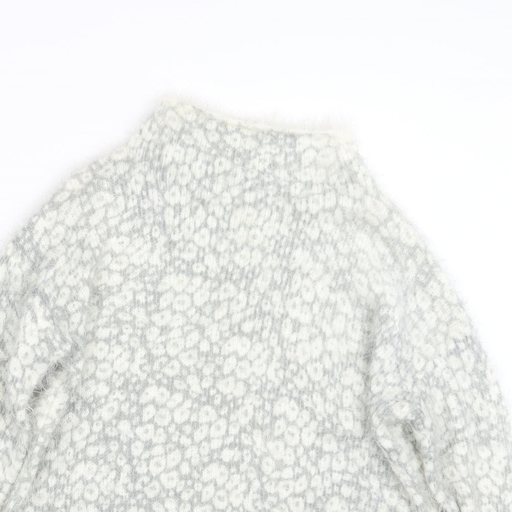 NEXT Womens Grey Animal Print Knit Pullover Jumper Size 12