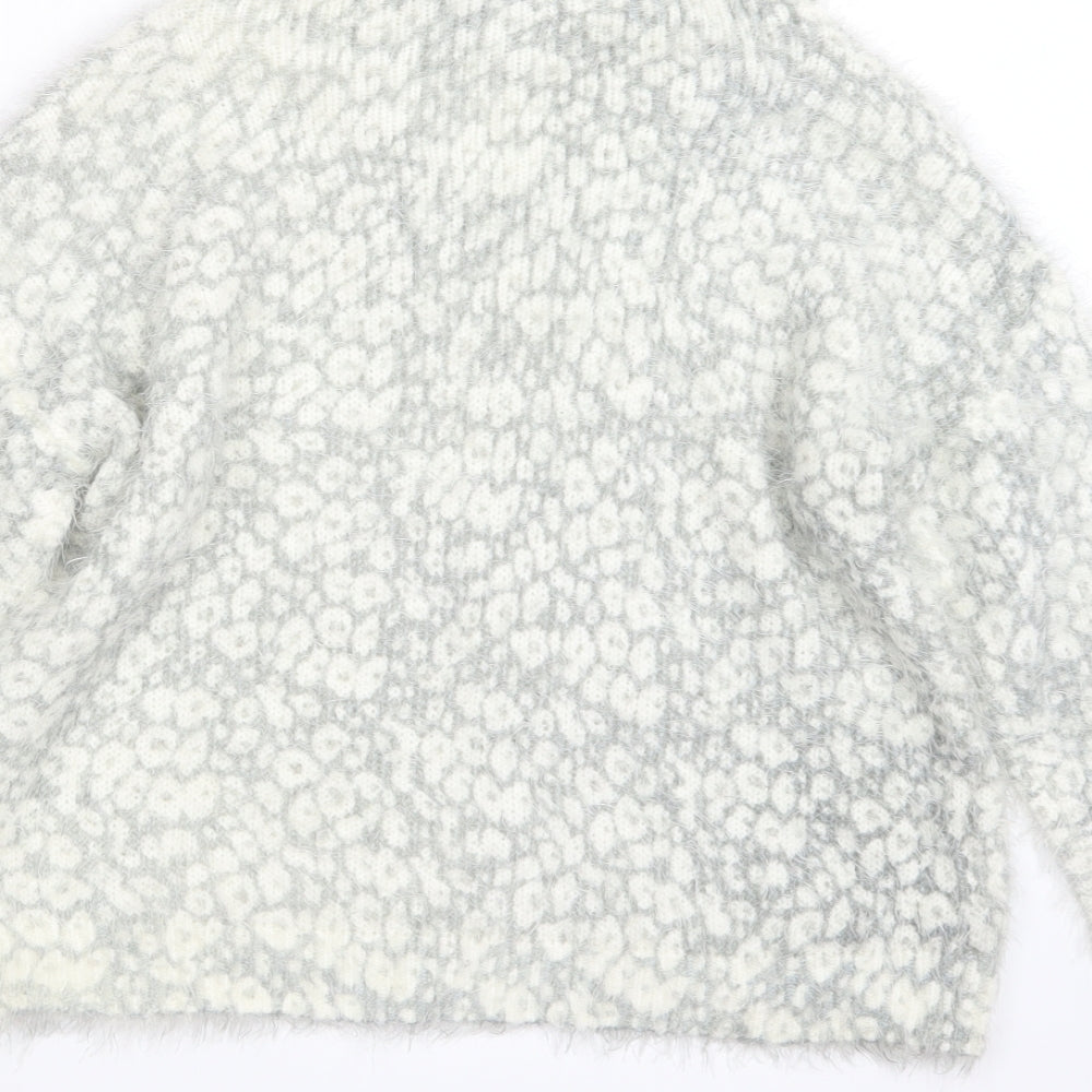 NEXT Womens Grey Animal Print Knit Pullover Jumper Size 12