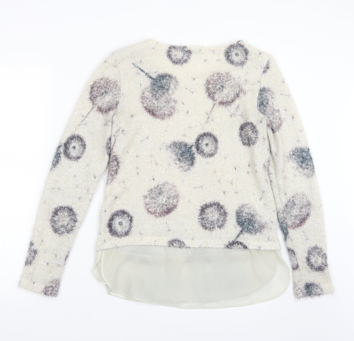 George Womens White Geometric Knit Pullover Jumper Size 10