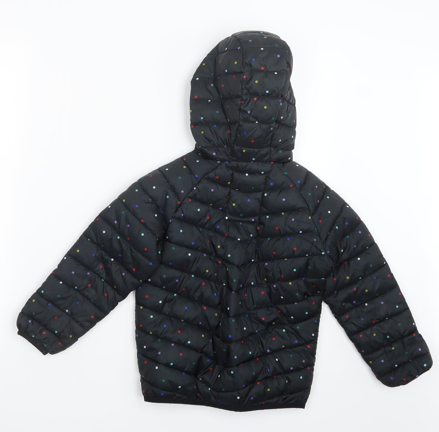 Marks and Spencer Girls Black Polka Dot  Puffer Jacket Jacket Size 5-6 Years