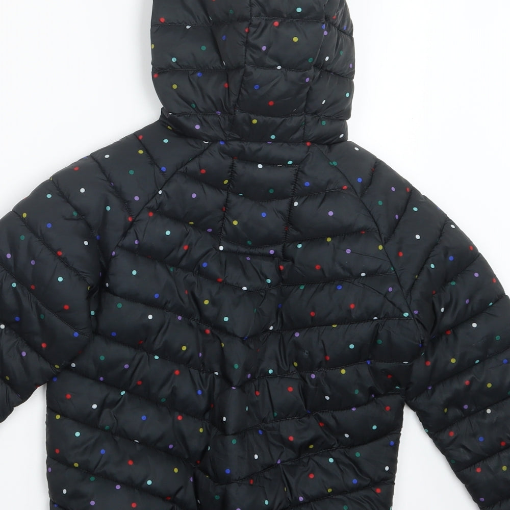 Marks and Spencer Girls Black Polka Dot  Puffer Jacket Jacket Size 5-6 Years