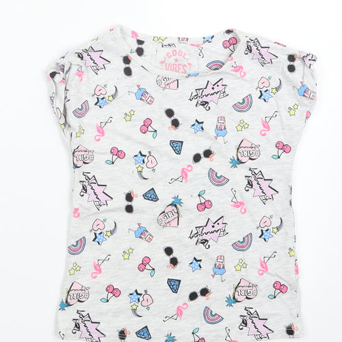 TU Girls Grey Geometric  Basic T-Shirt Size 5 Years