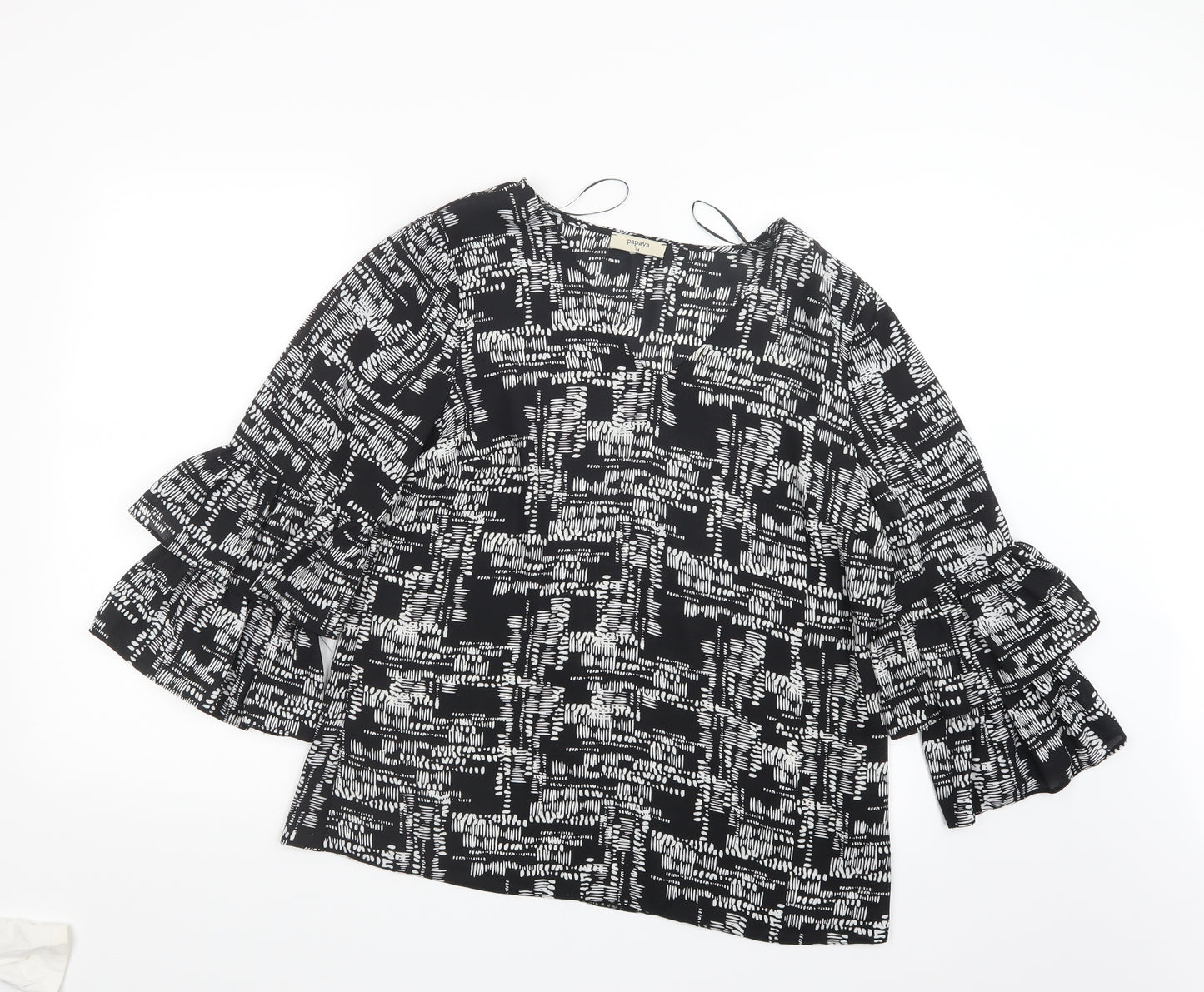 Papaya Womens Black Geometric  Basic Blouse Size 14